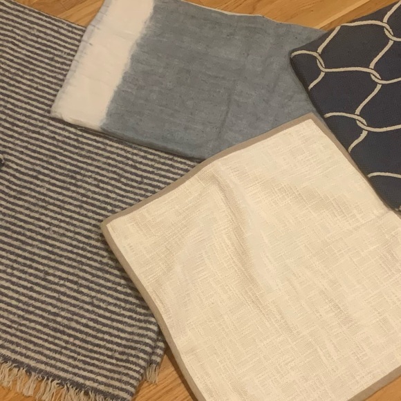 Two 18 x 18 pillow covers, navy and white scroll, great condition. - Picture 6 of 6